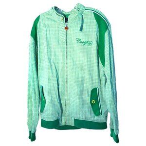 COOGI Green & White Plaid Embroidered Zip-Front Jacket